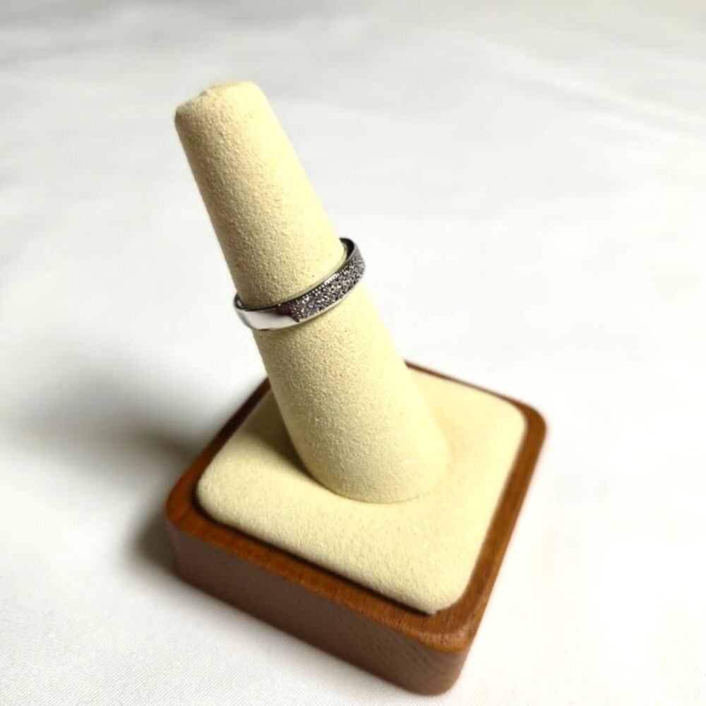 Pretty Bird Jewelry NWOT Silver Plated Pave Stacking Ring Size 6.5 Dainty - Picture 2 of 7